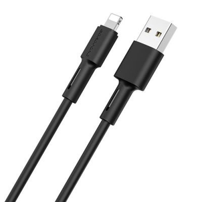 кабель borofone bx31 silicone usb - lightning 2.4a/1m (чорний) 