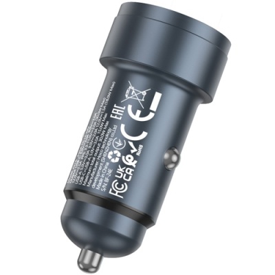 Автомобільний Зарядний Пристрій Hoco Z57A PD30W+QC3.0 (1USB/1Type-C) (сірий)