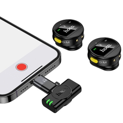 мікрофон петличний бездротовий hoco l22 lightning type-c (чорний) 