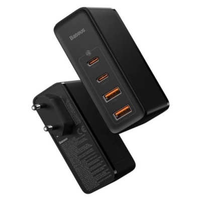 мережевий зарядний пристрій baseus gan2 pro quick charger (ccgan2p-l01) 2usb/60w/qc4.0 + 2type-c/100w/pd (black) 