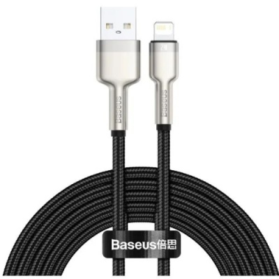 кабель baseus cafule metal usb - lightning 2.4a/2m (caljk-b01) (black) 