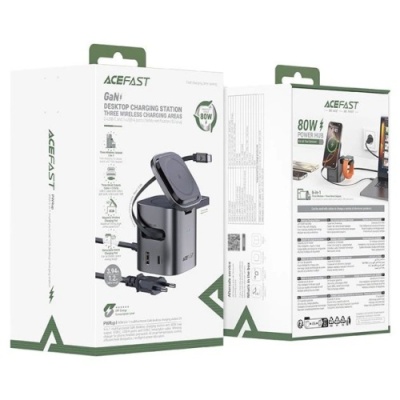 бездротовий зарядний пристрій acefast z9 6in1 80w (сірий) 