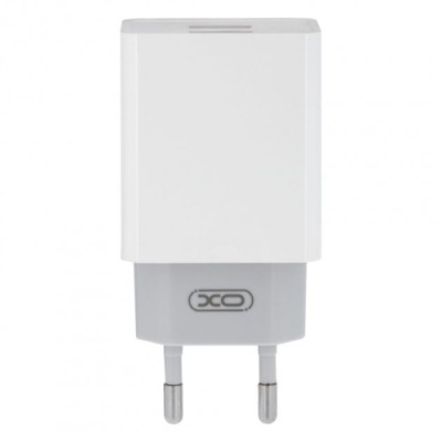мережевий зарядний пристрій xo l65 2usb/2.4a + (usb - lightning) (бiлий) 