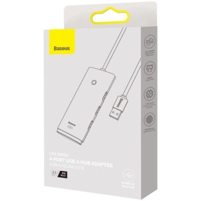 usb hub baseus lite series 4-port (usb-a to usb 3.0*4) (wkqx030001) 25cm black 
