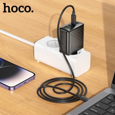 мережевий зарядний пристрій hoco cs27a pd67w+ qc3.0 (1usb/3type-c) (чорний) 