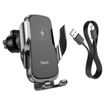 Автотримач Hoco CA202 Plus Automatic Clamping Wireless 15w (Чорно-Сірий)