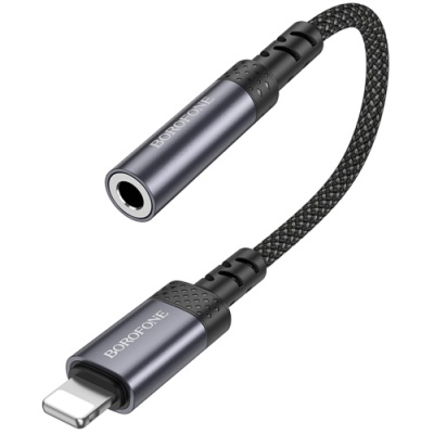 перехідник borofone bv24 lightning(male) to 3.5mm(female) 0.15m (сірий) 
