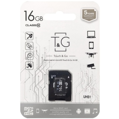 карта пам'яті tg microsdhc 16gb uhs-1 10 class + adapter (чорний) 