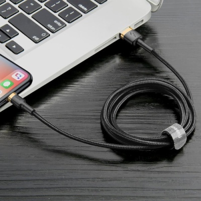кабель baseus cafule usb - lightning 1.5a/2m (calklf-cv1) (black-gold) 