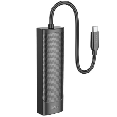 usb hub hoco hb42 4-in-1 (type-c to usb3.0*3+rj45 1gbps) (l=0.2m) (чорний) 