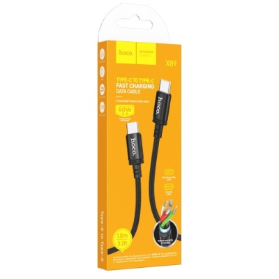 кабель hoco x89 wind (pd) type-c - type-c 60w 3a/1m (чорний) 