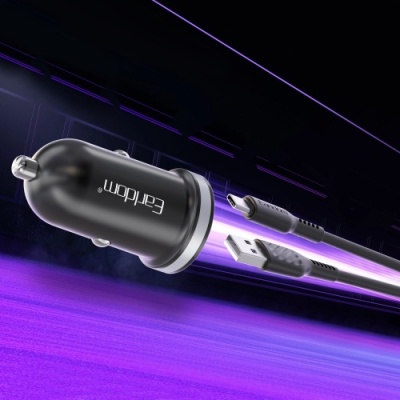 Автомобільний зарядний пристрій Earldom ES-CC27 Aluminium 30W 1USB/QC3.0 + 1Type-C/PD (Чорний)