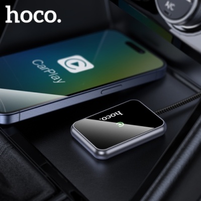 Адаптер бездротовий автомобільний Hoco HU1 CarPlay/Android Auto - USB/ Type-C (сірий)