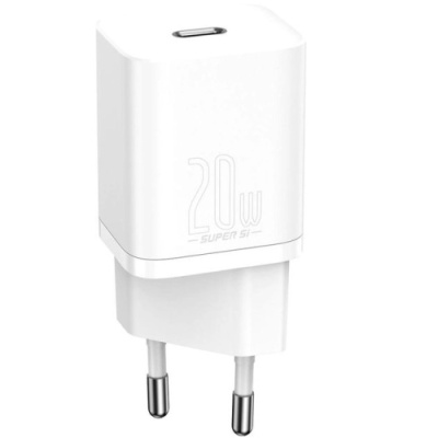 мережевий зарядний пристрій baseus super si (tzccsup-b02) 1type-c/20w/pd +(type-c - lightning) 1m (білий) 