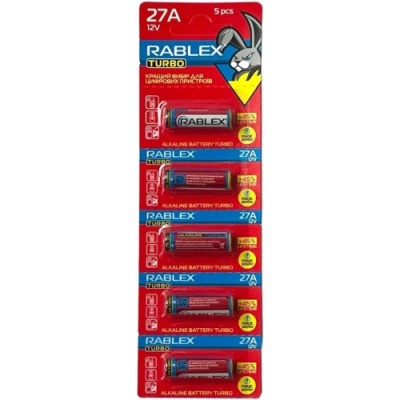 батарейка rablex a27 turbo (5шт) 