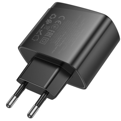 мережевий зарядний пристрій hoco cs63a 1usb/18w/qc3.0 + 1type-c/65w/pd (чорний) 