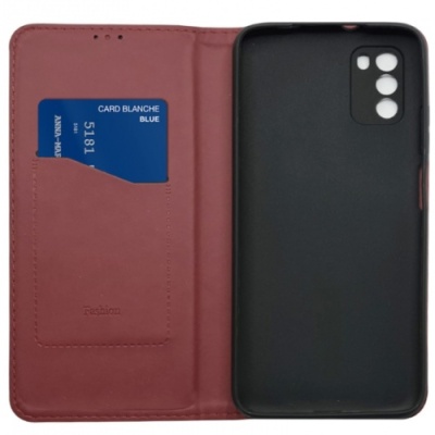 Купить чохол-книжка leather fold для xiaomi poco m3 pro/ poco m3 pro 5g/ redmi note 10 5g (темно-червоний) онлайн
