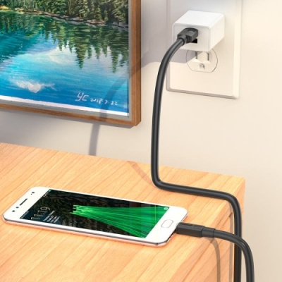 кабель hoco x84 solid usb - microusb 2.4a/1m (чорний) 