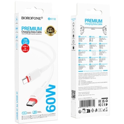 кабель borofone bx110 type-c - type-c 60w/1м (білий) 