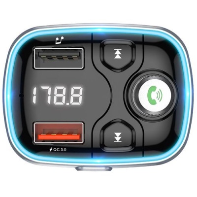 FM Модулятор Borofone BC32 Bluetooth Sunlight QC3.0 2USB/3A Black