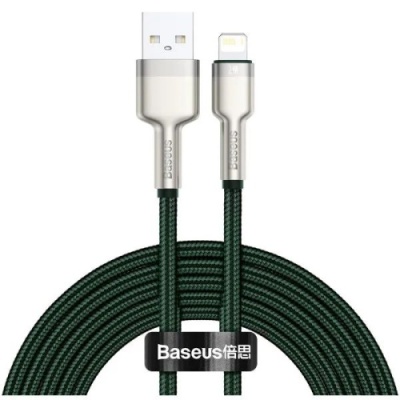 кабель baseus cafule metal usb - lightning 2.4a/2m (caljk-b06) (green) 