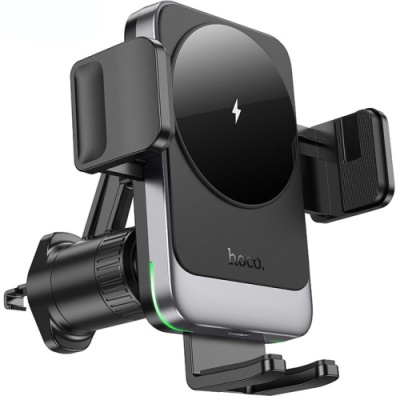 Автотримач Hoco HW13 з безпровідним зарядним пристроєм (Сірий)