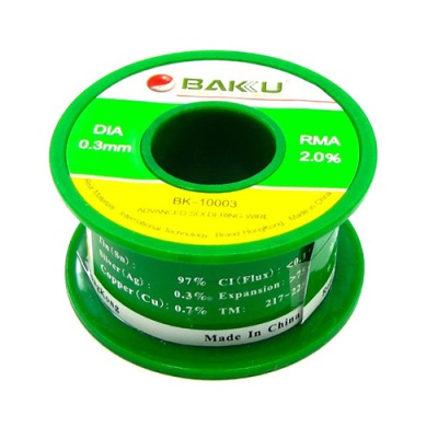 припой baku bk-10003 (0.3 мм, 50 гр, sn 97%, ag 0.3%, cu 0.7%, rma 2%)