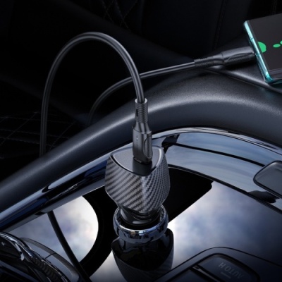 Автомобільний Зарядний Пристрій Borofone BZ31B 1Type-C/30W/PD + (Type-C - Type-C) (Чорний)