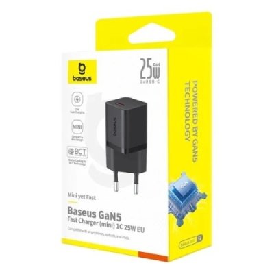 мережевий зарядний пристрій baseus gan5 mini (p10110909113-00) 1type-c/25w/pd (чорний) 