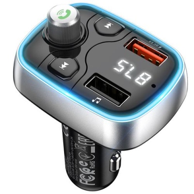 FM Модулятор Borofone BC32 Bluetooth Sunlight QC3.0 2USB/3A Black