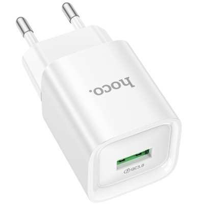 мережевий зарядний пристрій hoco c145a 1usb/18w/qc3.0 (білий) 