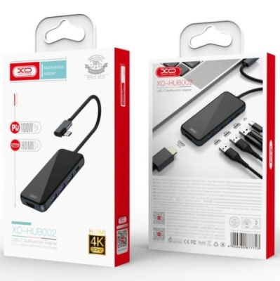 usb hub xo hub002 type-c (чорний) 