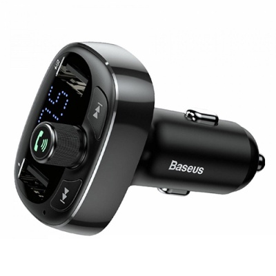 FM Модулятор Baseus (CCMT000301) S-09 Overseas 3.4A/2 USB (Чорний)