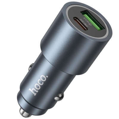 Автомобільний Зарядний Пристрій Hoco Z60 1USB/18W/QC3.0 + 1Type-C/30W/PD (Сірий)