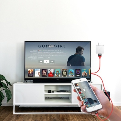 кабель hdmi earldom et-w5 hdmi 1080p lighting to hdtv/video/charge/2m (червоний) 
