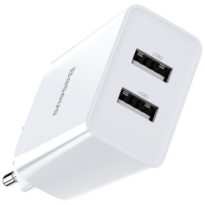 мережевий зарядний пристрій baseus speed mini (ccfs-v02) 2usb/18w/qc3.0 (білий) 