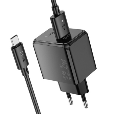 мережевий зарядний пристрій hoco cs17a 1usb/22.5w/qc3.0 + (usb - type-c) multi-protocol (чорний) 