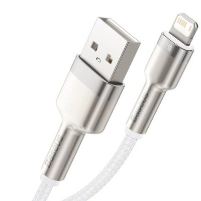 кабель baseus cafule metal usb - lightning 2.4a/1m (caljk-a02) (white) 