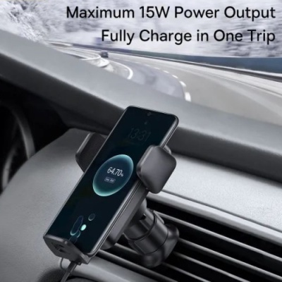Автотримач з бездротовою зарядкою Baseus Wisdom Auto Alignment 15W (CGZX000001) (black)