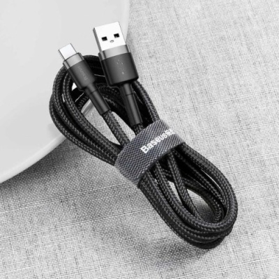 кабель baseus cafule usb - type-c 2.0a/3m (catklf-ug1) (black-grey) 