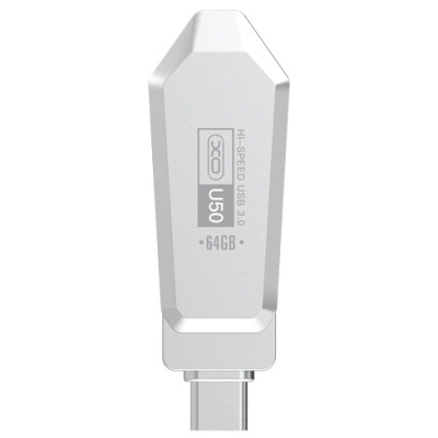 usb флеш-накопичувач xo u50 usb3.0 + type-c 64gb (сталевий) 