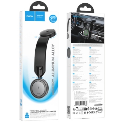 Автотримач Hoco HW29 Magnetic Ring Wireless 15W (Чорно-Сiрий)