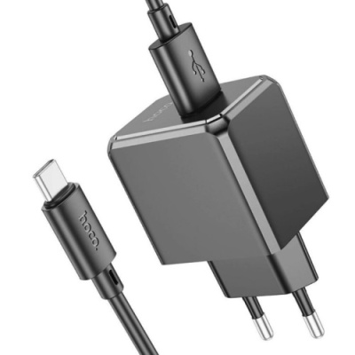 мережевий зарядний пристрій hoco cs11a 1usb/2.1a + (usb - type-c) (чорний) 