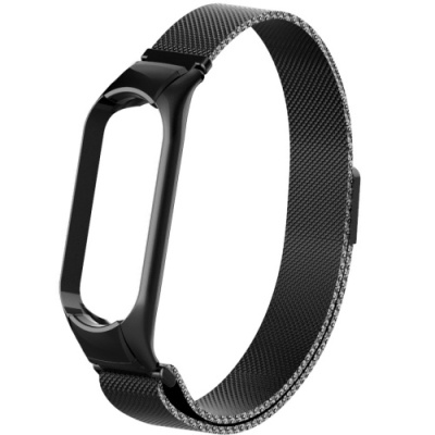 ремінець для xiaomi mi band 3/4/5/6 (milanese loop vs magnet) (чорний) 
