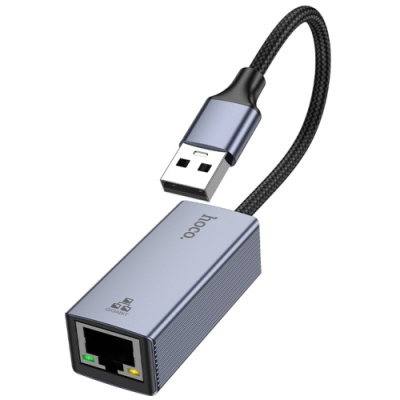перехідник hoco ua37 usb - rj45 (1000 mbps) (сірий) 