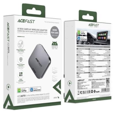 Адаптер бездротовий автомобільний ACEFAST QC2 (CarPlay/Android Auto/адаптер Type-C) (сірий)