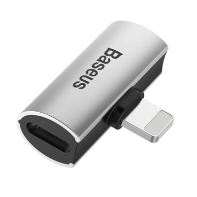 перехідник baseus l46 lightning - (lightning audio+lightning charge) (cal46-s1) (black-silver) 
