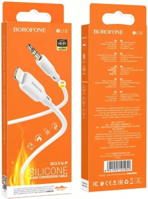кабель aux borofone bl18 3.5mm(male) - lightning(male) 1m (білий) 