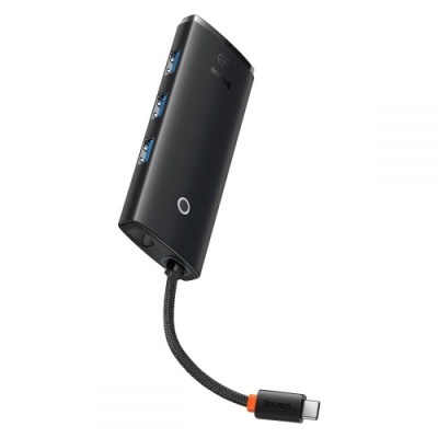 usb hub baseus lite series docking station (type-c to hdmi+usb3.0*3+pd) (wkqx040001) black 