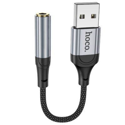 перехідник hoco ls36 usb - aux (3.5mm)(female) 0.12m(чорний) 